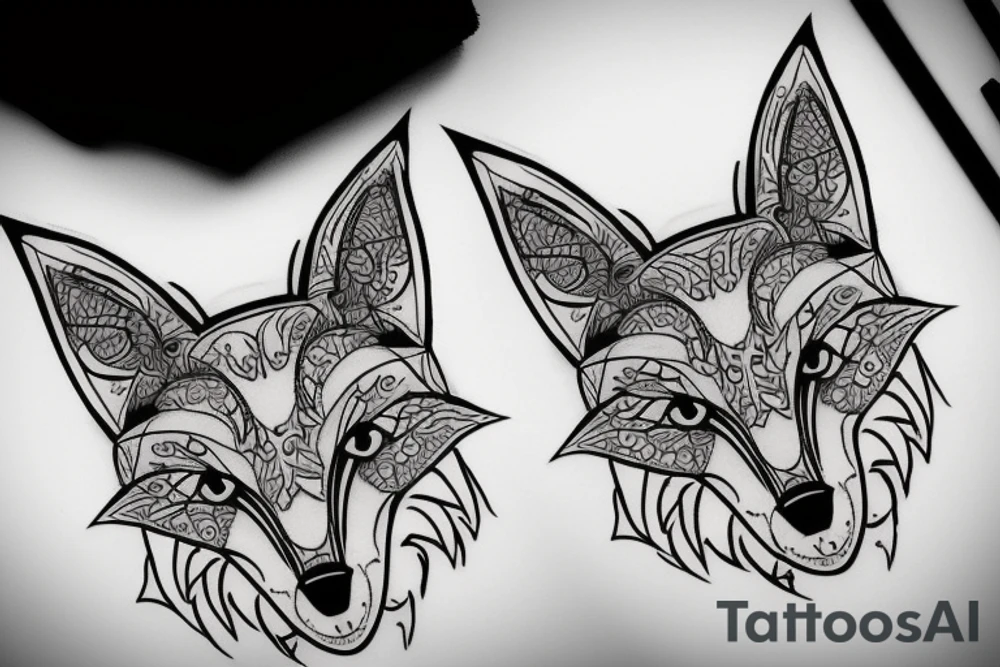 A geometry tattoo design of a whole fox tattoo idea