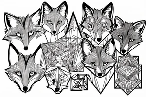 A geometry tattoo design of a whole fox body tattoo idea