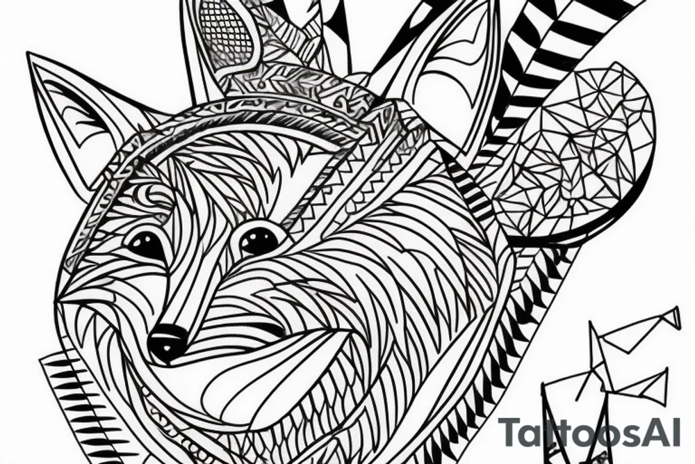 A geometry tattoo design of a whole fox body tattoo idea