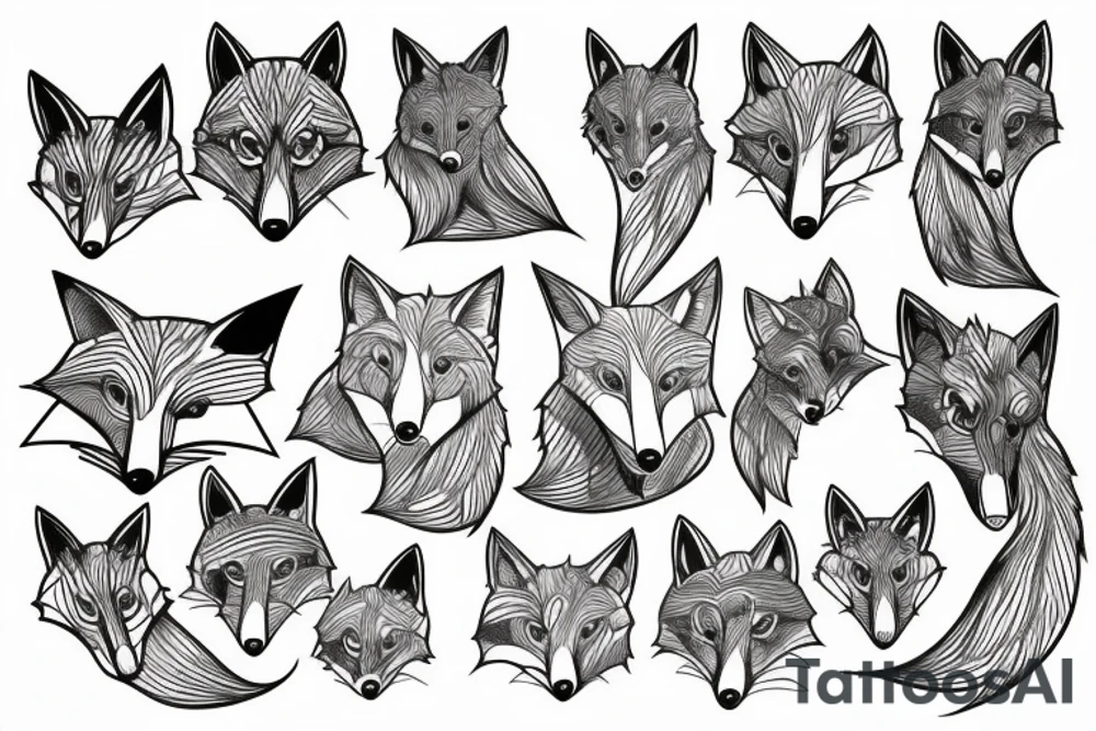 A geometry design of a whole fox body tattoo idea