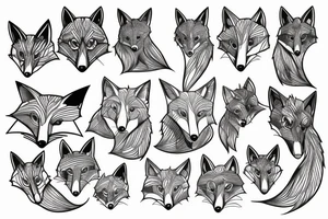 A geometry design of a whole fox body tattoo idea
