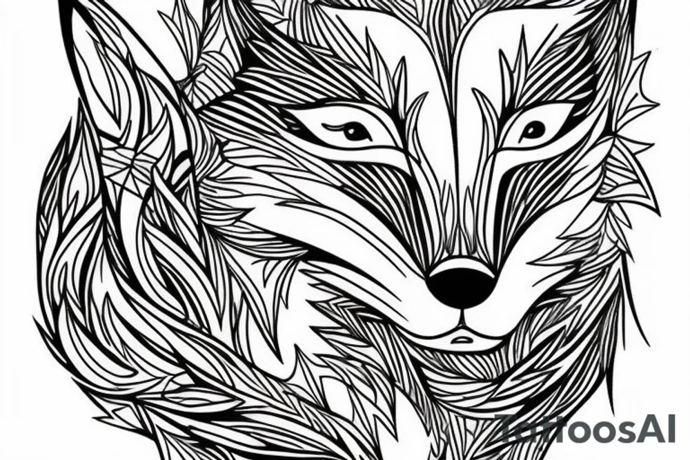 A geometry design of a whole fox body tattoo idea