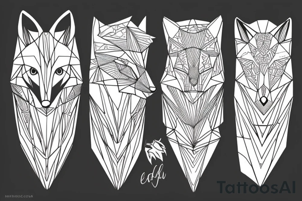 A geometrical design of a whole fox body tattoo idea