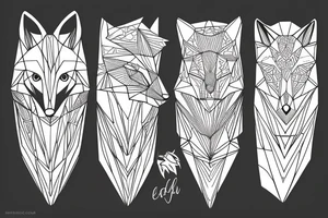 A geometrical design of a whole fox body tattoo idea