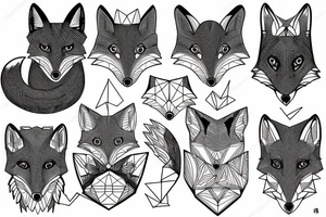 A geometrical design of a whole fox body tattoo idea