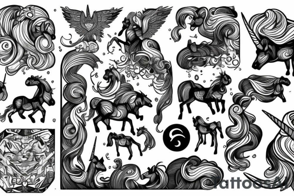 Unicorns running tattoo idea