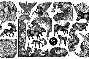Unicorns running tattoo idea