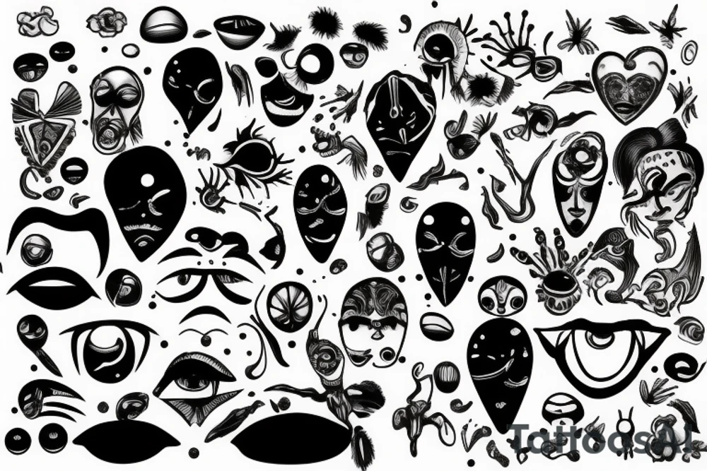multiple blurred eyes tattoo idea