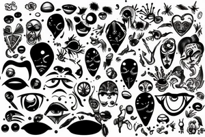 multiple blurred eyes tattoo idea