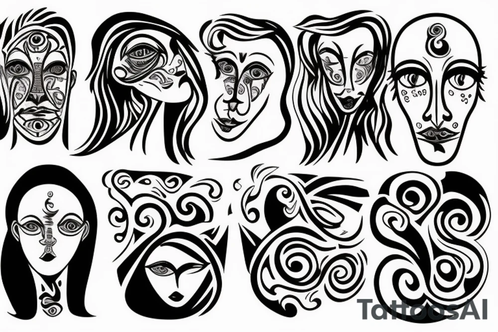 multiple blurred eyes tattoo idea