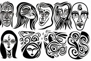 multiple blurred eyes tattoo idea