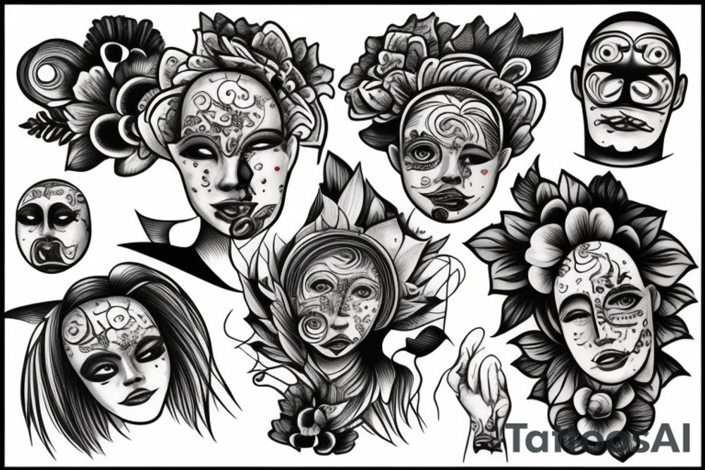 multiple blurred eyes tattoo idea