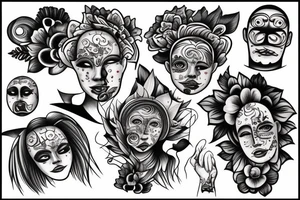 multiple blurred eyes tattoo idea