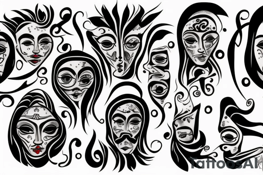 only multiple blurred eyes tattoo idea