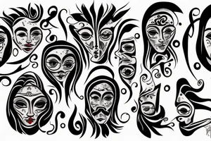 only multiple blurred eyes tattoo idea