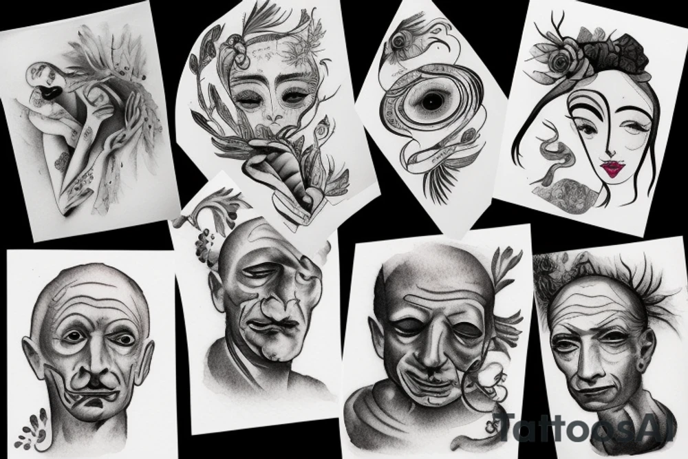 multiple blurry eyes tattoo idea