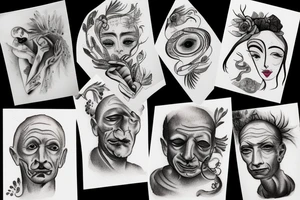 multiple blurry eyes tattoo idea