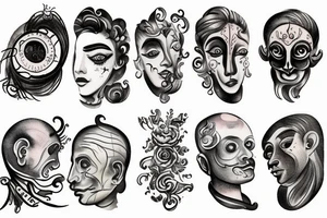 multiple blurry eyes tattoo idea