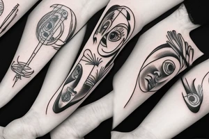 multiple blurry eyes tattoo idea