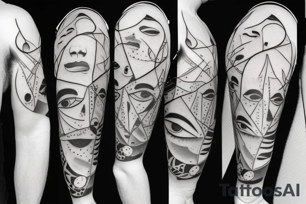 multiple blurry eyes tattoo idea