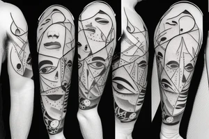 multiple blurry eyes tattoo idea