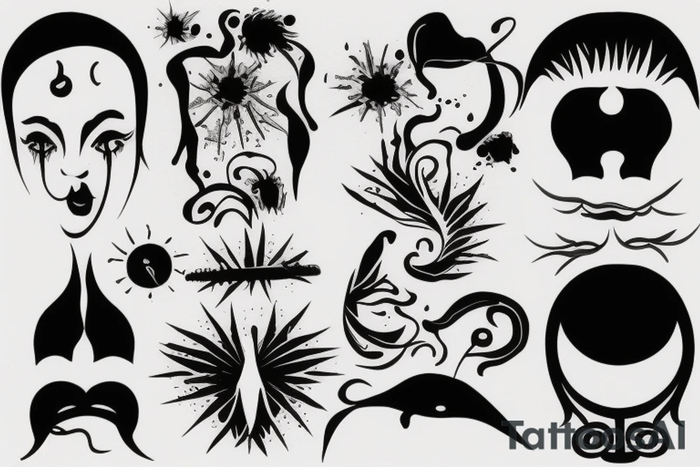 multiple blurry eyes tattoo idea