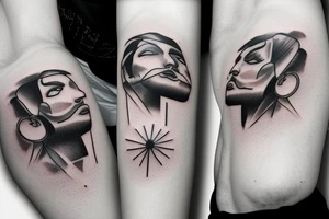 multiple blurry eyes tattoo idea