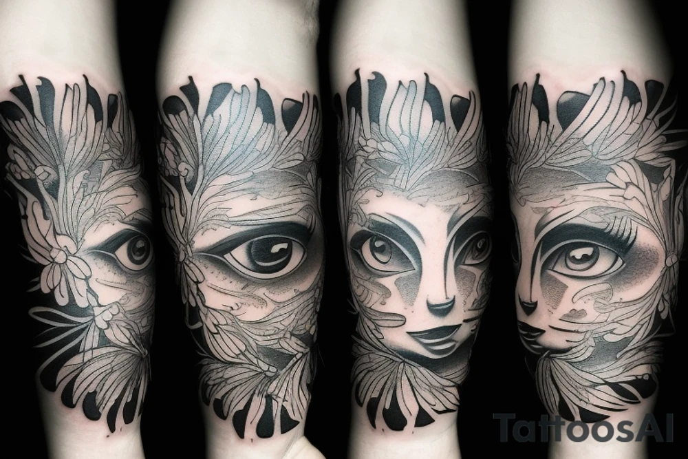 surreal multiple eyes tattoo idea