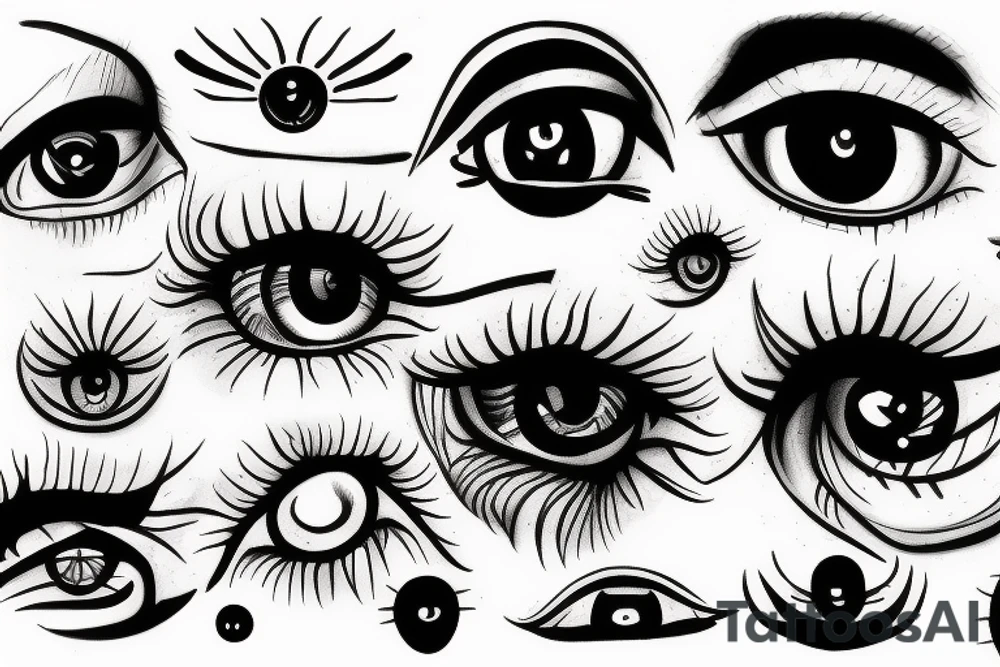 surreal multiple eyes tattoo idea