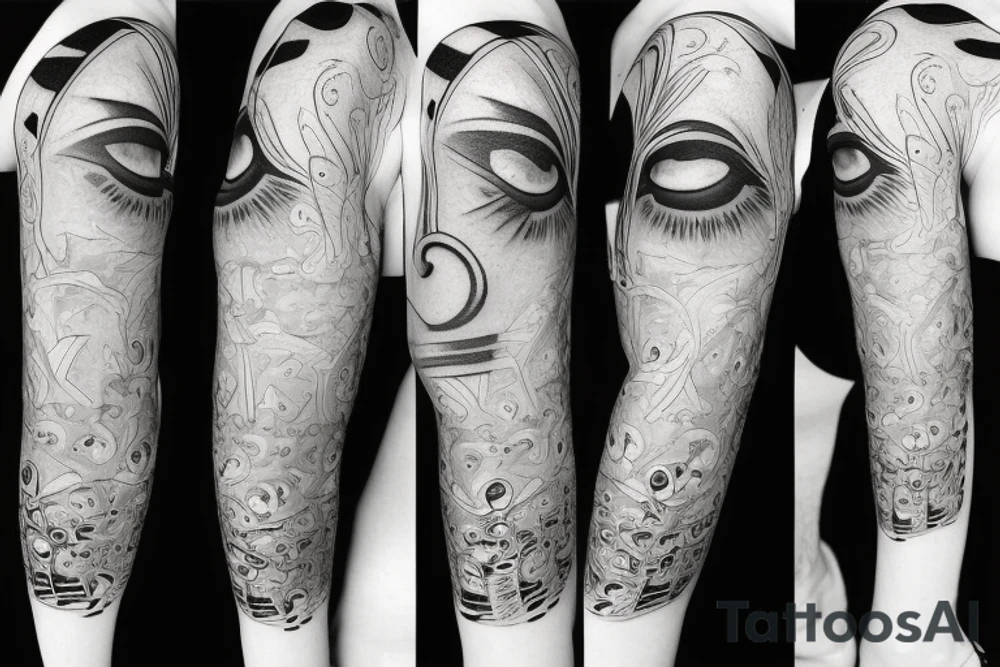 surreal multiple eyes tattoo idea