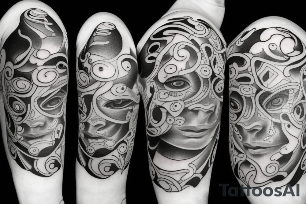 surreal multiple eyes tattoo idea