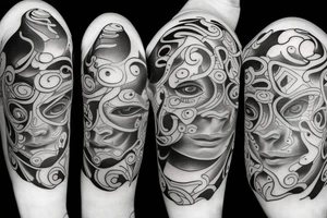 surreal multiple eyes tattoo idea