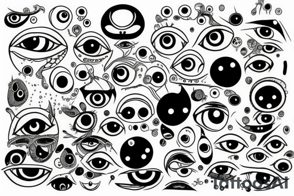 surreal multiple eyes tattoo idea