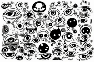 surreal multiple eyes tattoo idea