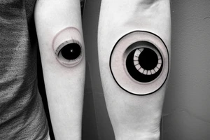 multiple surreal rinnegan eye minimalistic abstract tattoo idea
