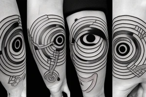 multiple surreal rinnegan eye minimalistic abstract tattoo idea