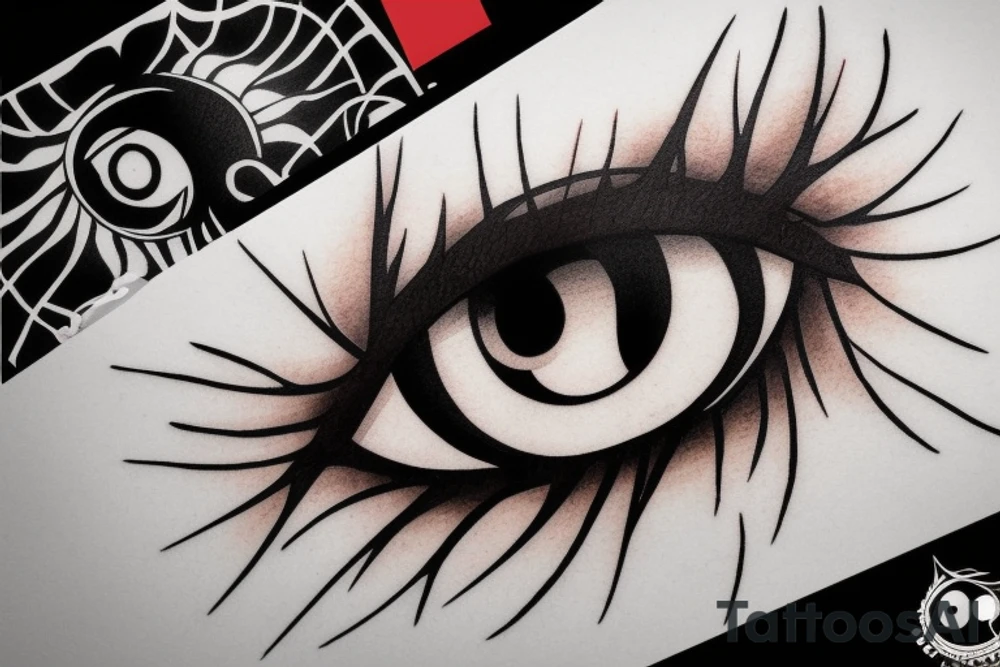 minimalistic sharingan blurry eye tattoo idea