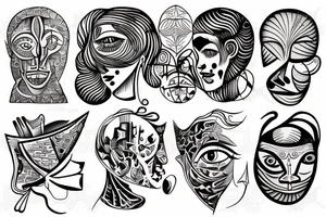 mulitple eyes stacked on top of eachother tattoo idea