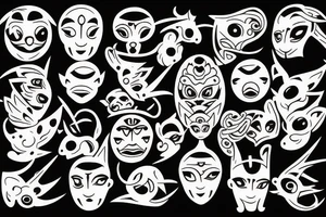 mulitple eyes stacked on top of eachother tattoo idea