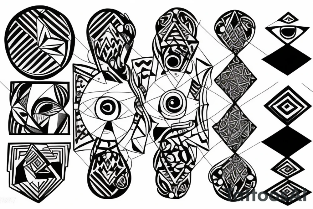 mulitple eyes stacked on top of eachother tattoo idea