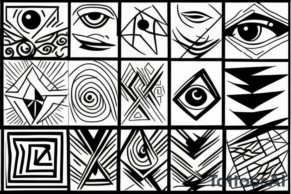 mulitple eyes stacked on top of eachother tattoo idea