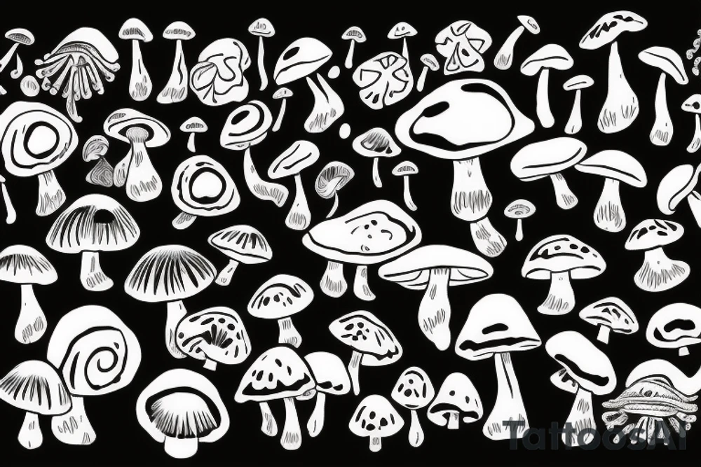 trippy surreal eyes mushroom tattoo idea