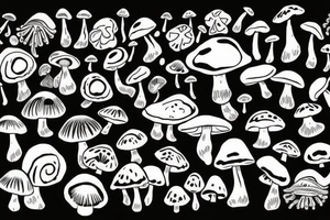 trippy surreal eyes mushroom tattoo idea