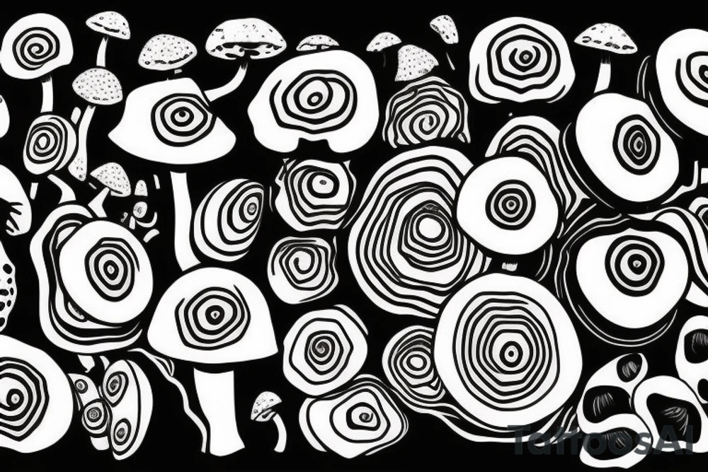 trippy surreal eyes mushroom tattoo idea