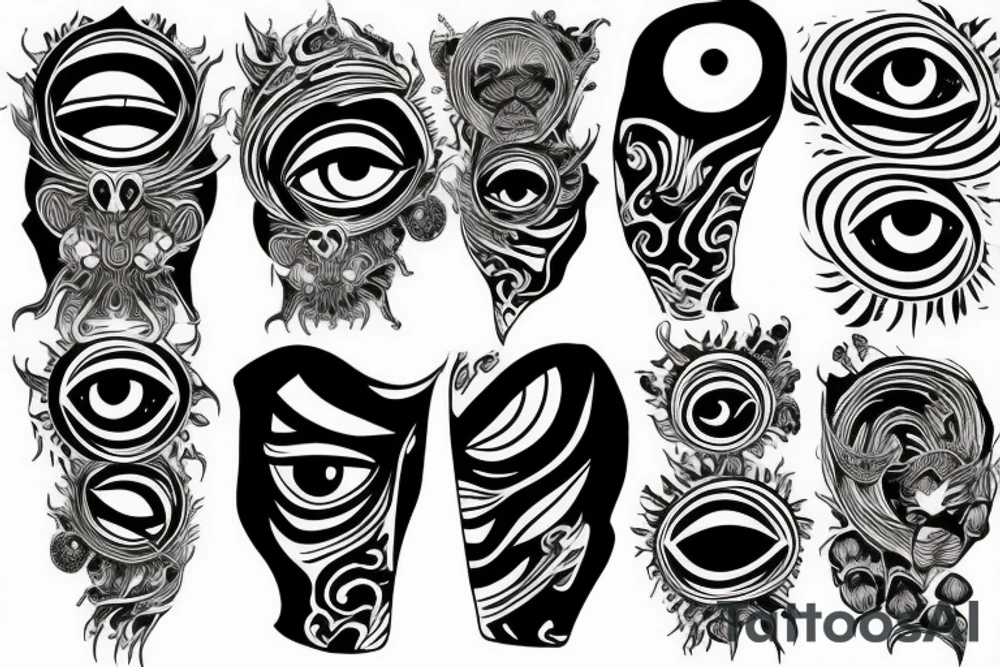 surreal eyes on arm tattoo idea