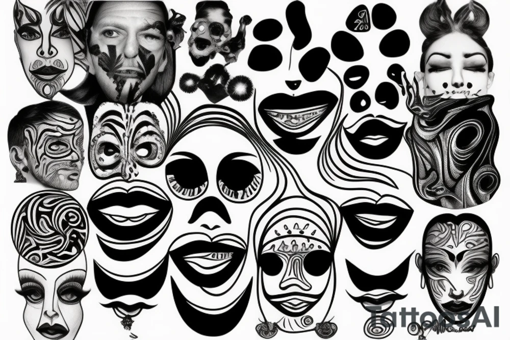trippy face tattoo idea