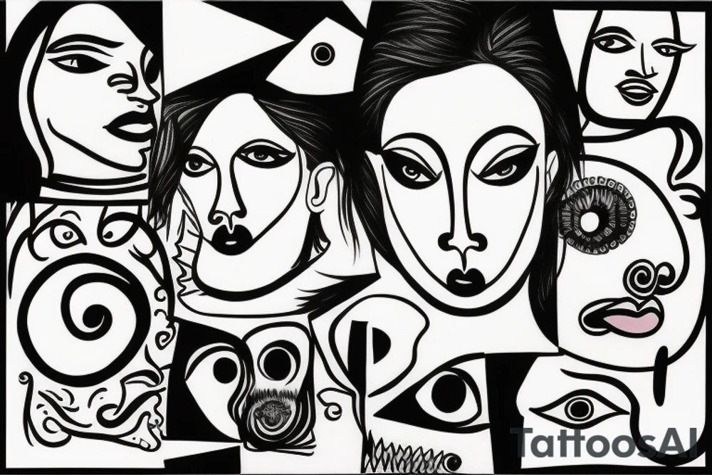trippy minimalistic face tattoo idea
