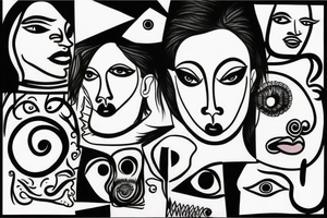 trippy minimalistic face tattoo idea