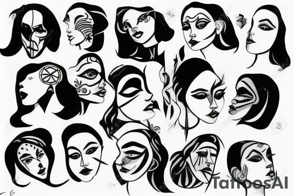 trippy minimalistic face tattoo idea