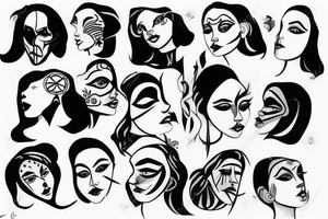 trippy minimalistic face tattoo idea